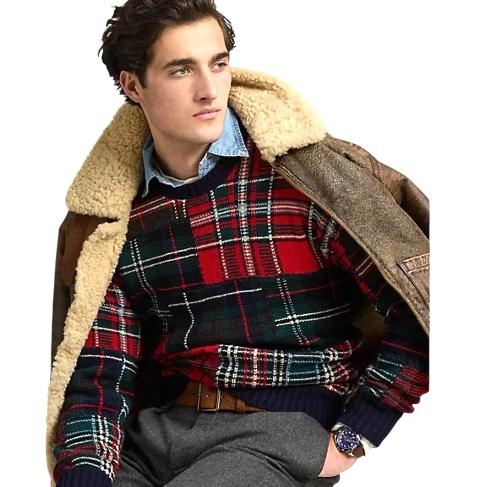 POLO RALPH LAUREN NWT
Wool-Blend Patchwork Plaid Sweater in Sz M - Picture 6 of 12